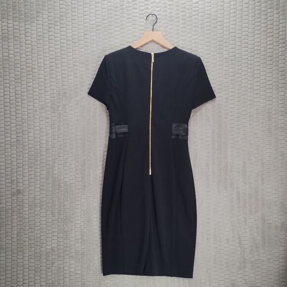 NWOT! Calvin Klein Black Solid Faux-Leather Tie-Waist Sheath Dress-Sz 8 - Picture 9 of 14